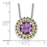 Shey Couture Sterling Silver with 14K Accent 18 Inch Antiqued Round Amethyst Necklace - QT-5BCAA107-5635