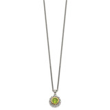 Shey Couture Sterling Silver with 14K Accent 18 Inch Antiqued Round Bezel Peridot Necklace - QT-7809894A-4091