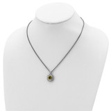 Shey Couture Sterling Silver with 14K Accent 18 Inch Antiqued Round Bezel Peridot Necklace - QT-7809894A-4091