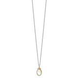 Shey Couture Sterling Silver with 14K Accent 18 Inch Floral Oval Mother Of Pearl Necklace