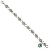 Shey Couture Sterling Silver with 14K Accent 7.5 Inch Antiqued Oval Light Swiss Blue Topaz Bracelet
