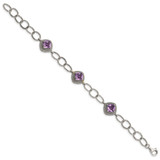 Shey Couture Sterling Silver with 14K Accent 7.5 Inch Cushion Amethyst Bracelet
