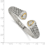 Shey Couture Sterling Silver with 14K Accent Antiqued 1/2 carat Diamond Hinged Cuff Bracelet - QT-7018E6ED-9581