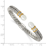 Shey Couture Sterling Silver with 14K Accent Antiqued 10x7.5mm Freshwater Cultured Pearl and Diamond Hinged Cuff Bracelet