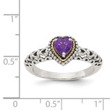 Shey Couture Sterling Silver with 14K Accent Antiqued Amethyst Heart Ring - QT-316DB06F-3389