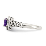 Shey Couture Sterling Silver with 14K Accent Antiqued Amethyst Heart Ring - QT-6945BDBA-9359