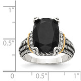Shey Couture Sterling Silver with 14K Accent Antiqued Black Onyx and White Diamond Ring - QT-CCA41BCE-1605