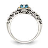 Shey Couture Sterling Silver with 14K Accent Antiqued Blue Topaz Heart Ring - QT-8FBE8998-2699