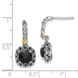 Shey Couture Sterling Silver with 14K Accent Antiqued Checkerboard-cut Black Onyx Post Dangle Earrings - QT-5E1F4FD7-4299