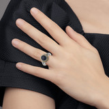 Shey Couture Sterling Silver with 14K Accent Antiqued Checkerboard-cut Black Onyx Ring - QT-54C51AAE-4073