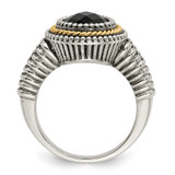 Shey Couture Sterling Silver with 14K Accent Antiqued Checkerboard-cut Black Onyx Ring - QT-79707F3E-3694