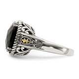Shey Couture Sterling Silver with 14K Accent Antiqued Checkerboard-cut Black Onyx Ring - QT-F22B970F-7670
