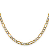 14K 26 inch 5.25mm Semi-Solid with Rhodium Pav‚ Figaro with Lobster Clasp Chain