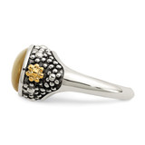 Shey Couture Sterling Silver with 14K Accent Antiqued Floral Oval Mother Of Pearl Ring - QT-7FED21A5-1207
