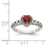 Shey Couture Sterling Silver with 14K Accent Antiqued Heart Garnet Ring - QT-3B758868-7274
