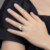 Shey Couture Sterling Silver with 14K Accent Antiqued Mother Of Pearl Ring - QT-9E5E9456-9424