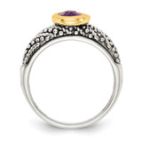Shey Couture Sterling Silver with 14K Accent Antiqued Oval Bezel Amethyst Ring - QT-B962C743-7660
