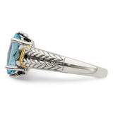 Shey Couture Sterling Silver with 14K Accent Antiqued Oval Blue Topaz Ring - QT-33B124CE-2049