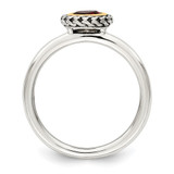 Shey Couture Sterling Silver with 14K Accent Antiqued Round Bezel Garnet Ring - QT-AECD043A-7747