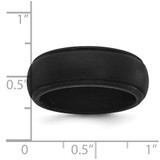 Silicone Black 8mm Ridged Edge Band Size 8