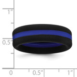 Silicone Black with Blue Line Center 7.5mm Flat Band Size 10