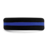 Silicone Black with Blue Line Center 7.5mm Flat Band Size 8