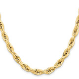 14K 26 inch 7mm Semi Solid Rope with Lobster Clasp Chain