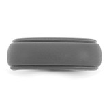 Silicone Dark Grey 8mm Ridged Edge Band Size 10