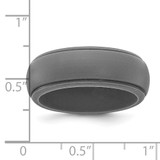 Silicone Dark Grey 8mm Ridged Edge Band Size 12