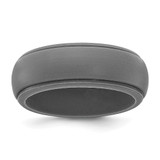 Silicone Dark Grey 8mm Ridged Edge Band Size 7