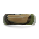 Silicone Green and Brown Camouflage 8mm Ridged Edge Band Size 14