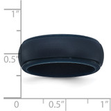 Silicone Navy Blue 8mm Ridged Edge Band Size 7