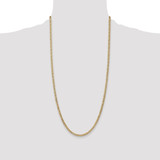 14K 28 inch 3.35mm Semi-Solid Curb with Lobster Clasp Chain