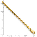 14K 28 inch 3mm Diamond-cut Rope with Lobster Clasp Chain