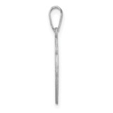 Small Sterling Silver Rhodium-plated Fancy Script Letter N Initial Pendant