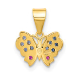 SS Gold-tone Black Rh-plated Blue Nano Crystal/ .02Lab Cr. Ruby Pendant