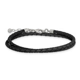 SS Reflections Black Leather Rh-plated 14in w/2in ext Choker/Wrap Bracelet