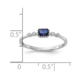 SS Rhodium-plated .02Cr. Blue Spinel and .02Cr. White Sapphire Ring - QR-5D057DB3-6502