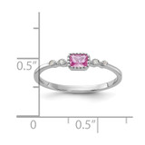 SS Rhodium-plated .43Created Pink Sapphire and .02Cr. Sapphire Ring - QR-5E2D17D2-1088