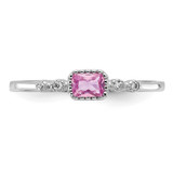 SS Rhodium-plated .43Created Pink Sapphire and .02Cr. Sapphire Ring - QR-91202AF2-1184