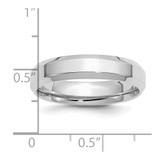 SS Rhodium-plated 5mm Bevel Edge Size 8.5 Band