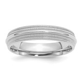 SS Rhodium-plated 5mm Comfort Fit Double Milgrain Size 11 Band