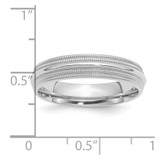 SS Rhodium-plated 5mm Comfort Fit Double Milgrain Size 9 Band