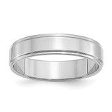 SS Rhodium-plated 5mm Flat w/ Step Edge Size 10.5 Band