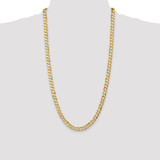14K 28 inch 6.75mm Open Concave Curb with Lobster Clasp Chain