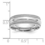SS Rhodium-plated 7mm Comfort Fit Double Milgrain Size 13 Band