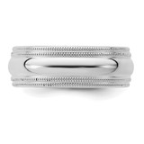 SS Rhodium-plated 7mm Comfort Fit Double Milgrain Size 4 Band