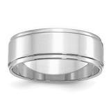 SS Rhodium-plated 7mm Flat w/ Step Edge Size 7 Band