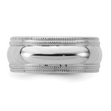 SS Rhodium-plated 8mm Comfort Fit Double Milgrain Size 10 Band