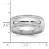 SS Rhodium-plated 8mm Comfort Fit Double Milgrain Size 12 Band